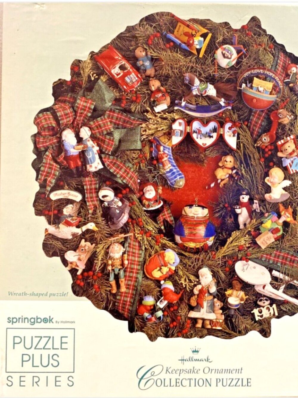 Vintage Hallmark Keepsake 500Pc 20x20 Christmas Wreath Ornament Puzzle Springbok